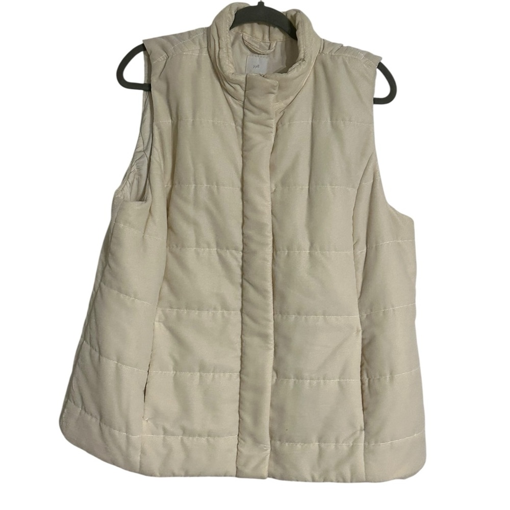 J. Jill Cream Quilted Soft Suede Puffer Vest